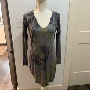 NWT Chaser Long Sleeve Multi Colored Tie Dye Mini Dress Small